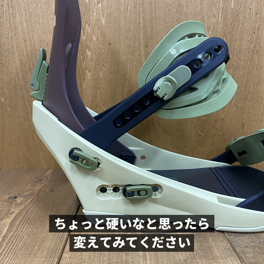 アンクルストラップの取り付け位置で滑りが変わります。